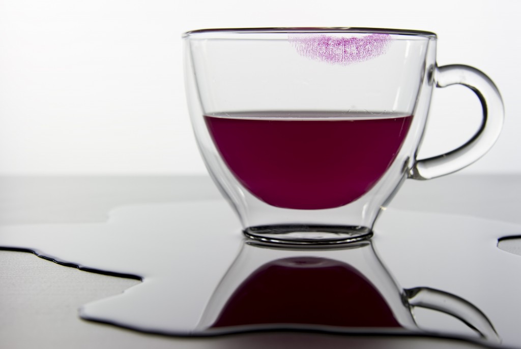 Lipstick print on a glass